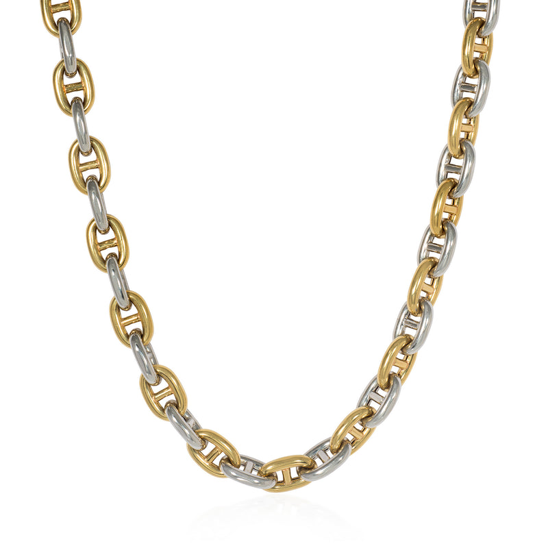 1970s large-scale white and yellow gold chain d'ancre necklace