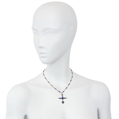 Antique French enamel and diamond bird and heart necklace