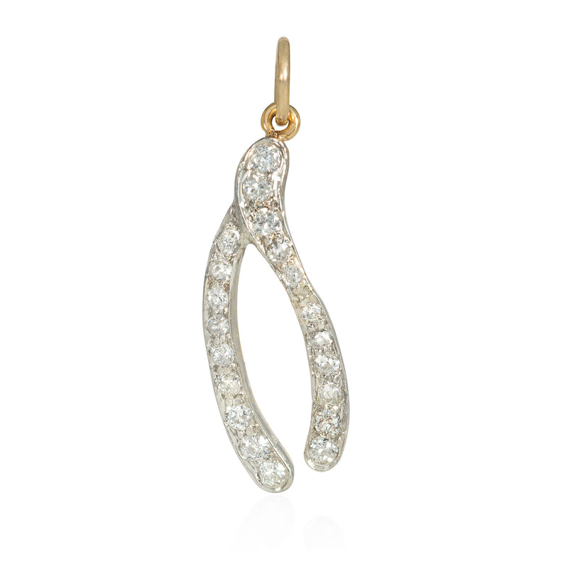 Art Deco diamond and platinum wishbone charm