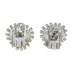 Mid-Century diamond and platinum stylized flower earrings