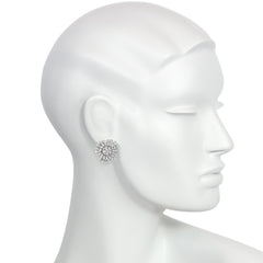 Mid-Century diamond and platinum stylized flower earrings