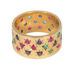 1950s gold and multi-gem ring