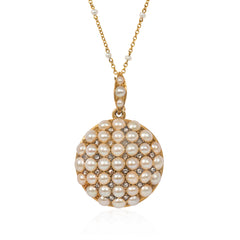 Antique pearl and diamond pendant locket and chain
