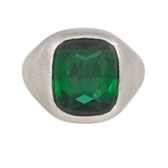 An Art Deco tourmaline signet ring, in platinum. Atw tourmal...