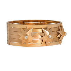 Antique French diamond and gold star bracelet