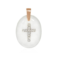 Victorian crystal and diamond cross pendant