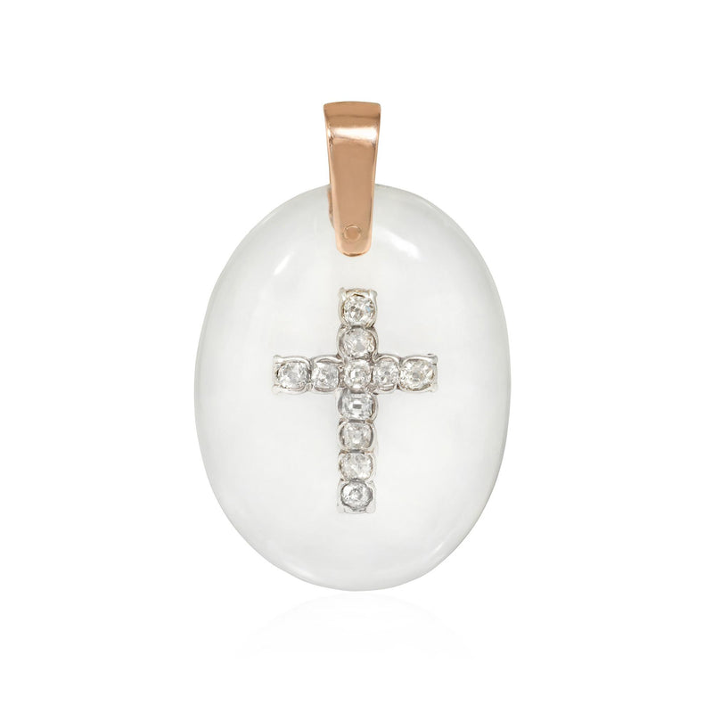 Victorian crystal and diamond cross pendant