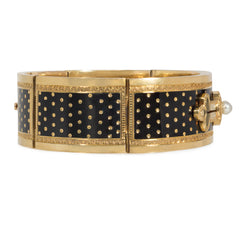 French antique enamel buttoned cuff bracelet