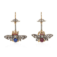 Antique gemset insect earrings