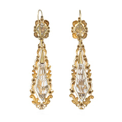 Antique quartz and gold cannetille earrings
