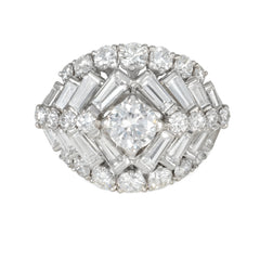 Oscar Heyman Mid-century stepped chevron diamond cocktail ring