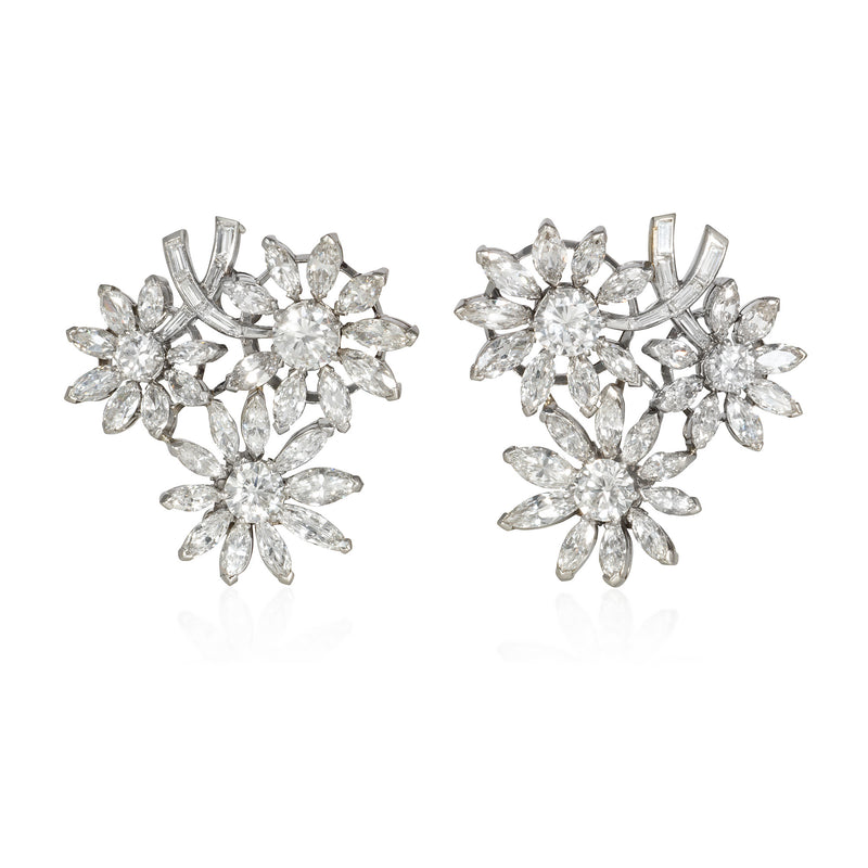 Retro diamond flower bouquet earrings