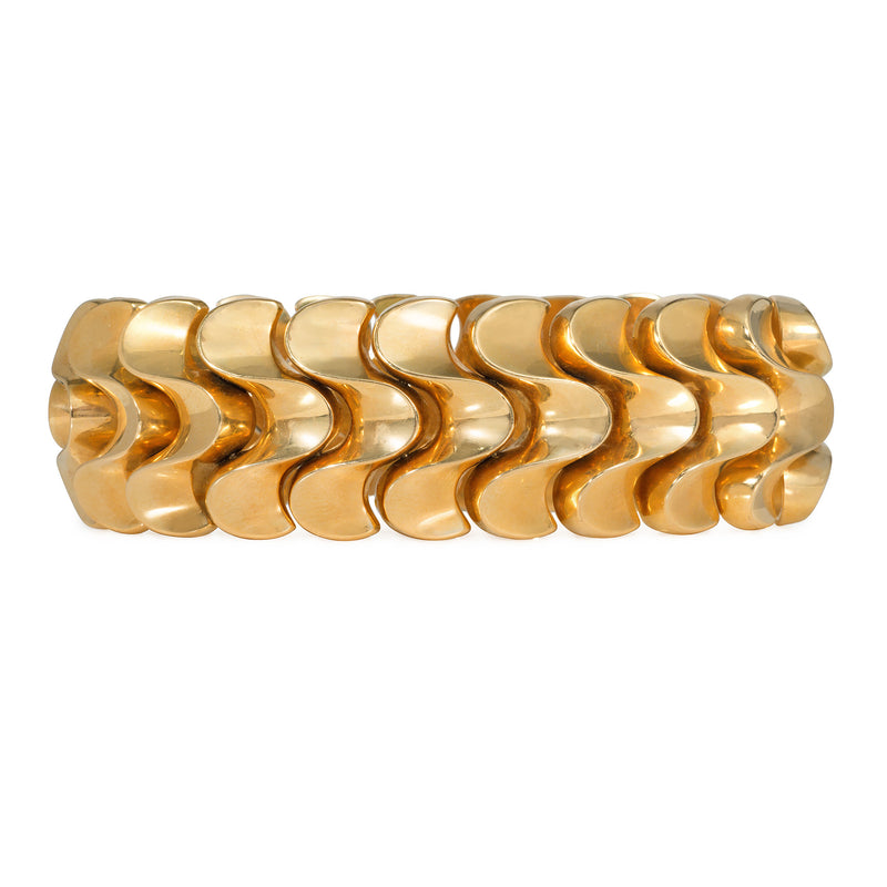 Retro French gold wave bracelet