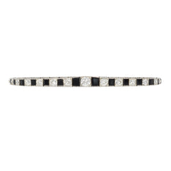 French Art Deco diamond and onyx line bracelet