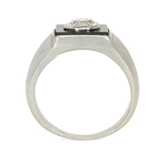 French Art Deco square onyx and diamond ring