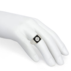 French Art Deco square onyx and diamond ring