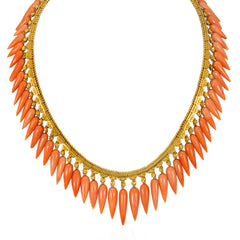An Etruscan Revival fringe necklace comprised of granulated ...