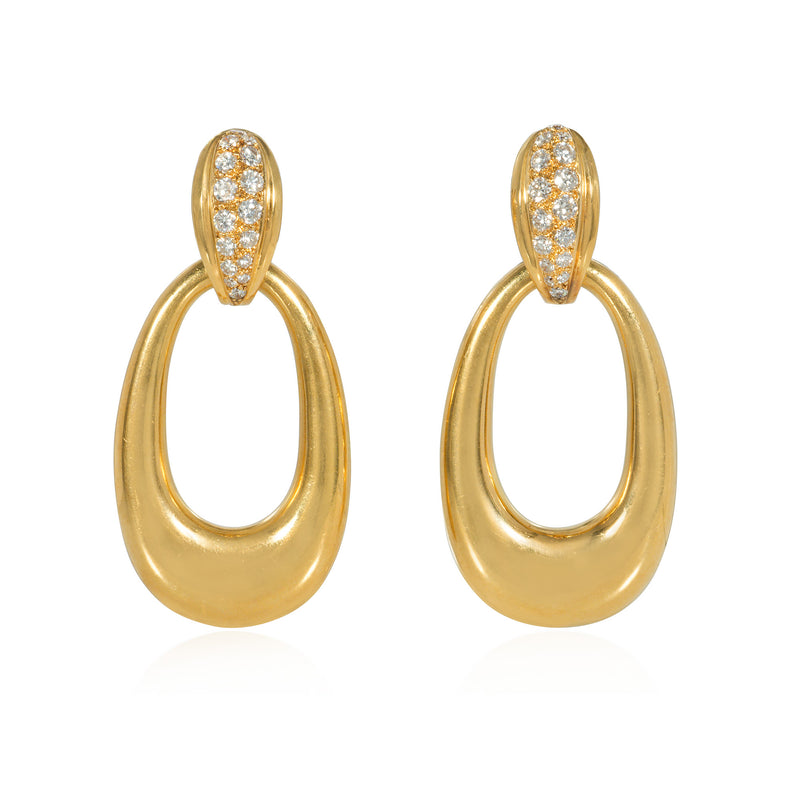 Cartier, Paris interchangeable doorknocker earrings in gold, malachite, and chrysoprase