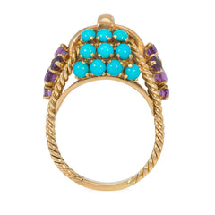 Boucheron Mid-Century amethyst and turquoise ring