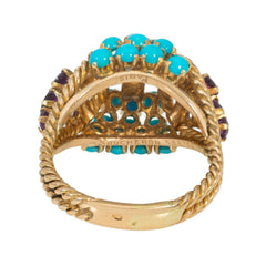 Boucheron Mid-Century amethyst and turquoise ring