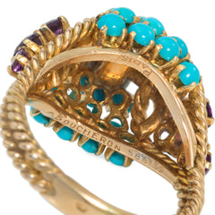 Boucheron Mid-Century amethyst and turquoise ring