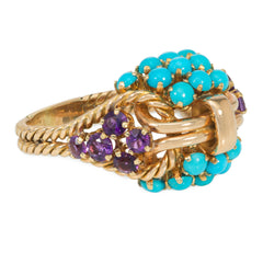 Boucheron Mid-Century amethyst and turquoise ring