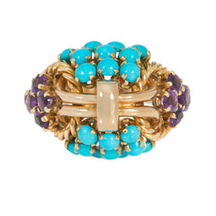 Boucheron Mid-Century amethyst and turquoise ring