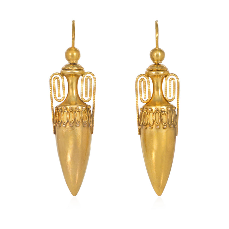 Antique urn earrings with open work handles
