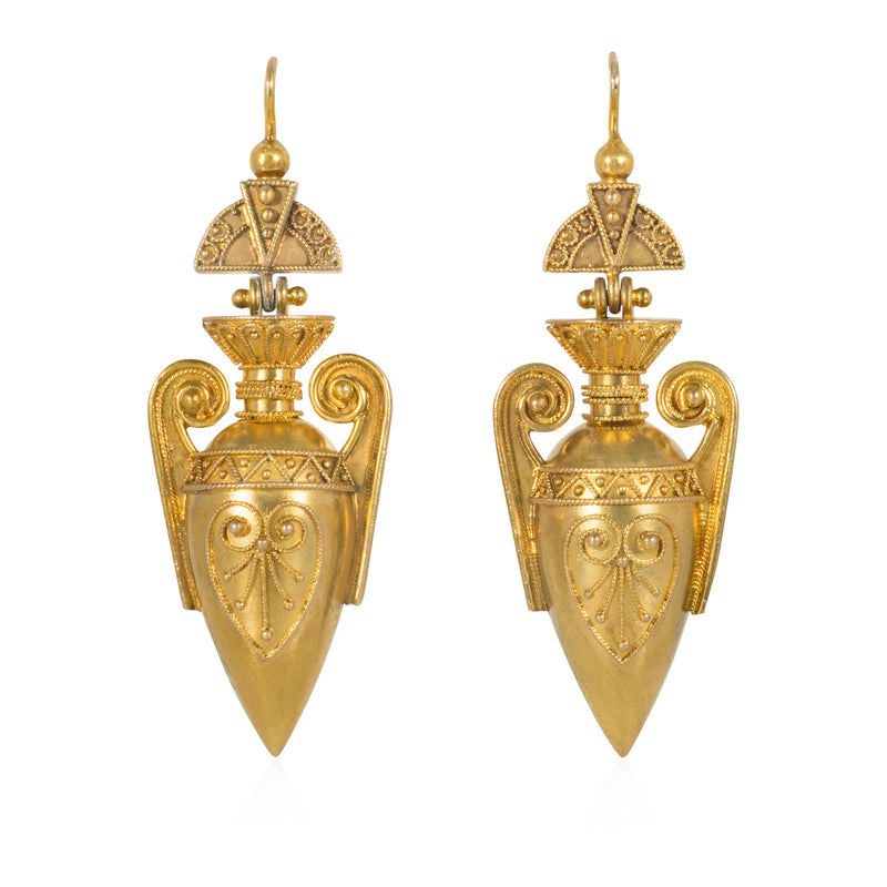Antique Etruscan style urn earrings
