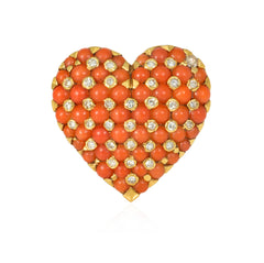 Tiffany & Co., France Retro coral hearrt brooch