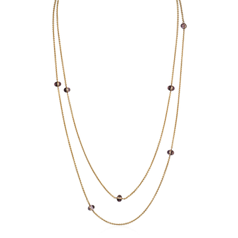 Antique amethyst and gold muff chain