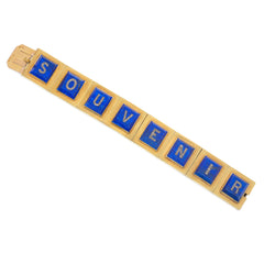 French antique lapis and diamond SOUVENIR bracelet