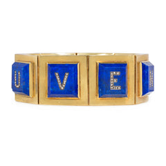 French antique lapis and diamond SOUVENIR bracelet
