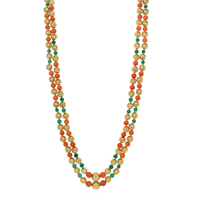 Cartier, Paris coral, gold and chrysoprase necklaces