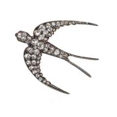 Antique diamond bird brooch