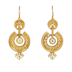 Antique gold and enamel archaeological revival earrings