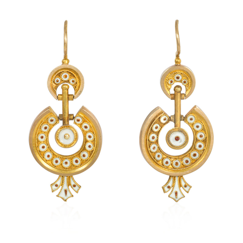 Antique gold and enamel archaeological revival earrings