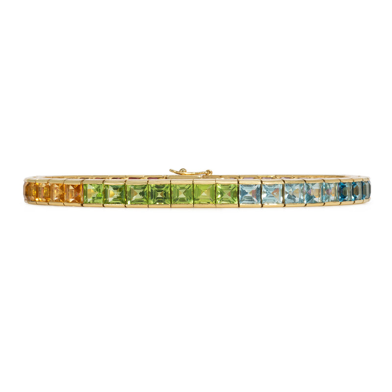 Multigem and gold ombré line bracelet