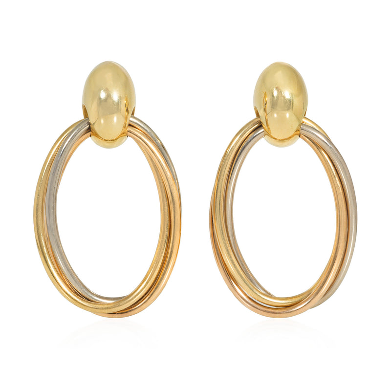 Cartier Trinity three-color gold door knocker hoop earrings