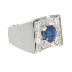 Retro sapphire and diamond curved cocktail ring