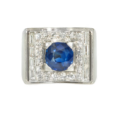 Retro sapphire and diamond curved cocktail ring