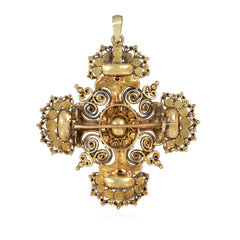 Antique cannetille work topaz and turquoise pendant