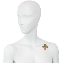 Antique cannetille work topaz and turquoise pendant