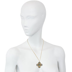 Antique cannetille work topaz and turquoise pendant