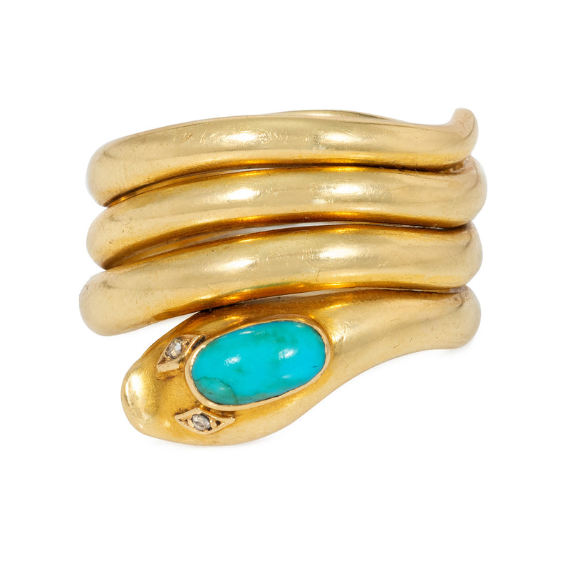 Antique coiled turquoise coiled snake ring