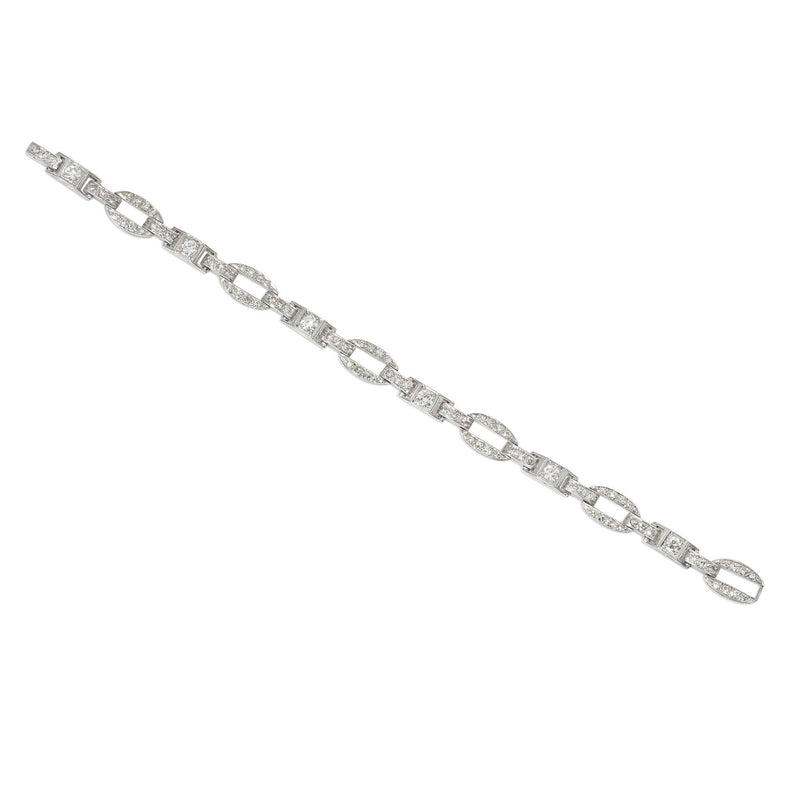Art Deco oval and box link diamond bracelet