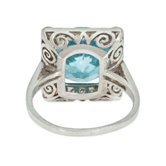 Art Deco blue zircon ring
