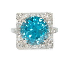 Art Deco blue zircon ring