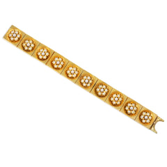 Antique gold and pearl flower bracelet
