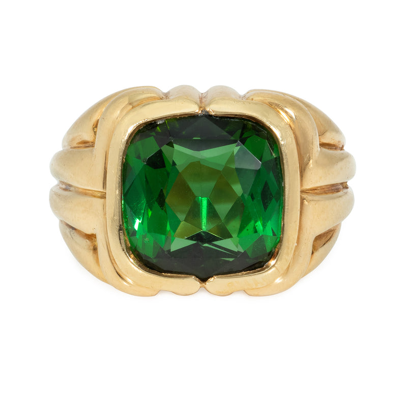 Bulgari green tourmaline and gold ring